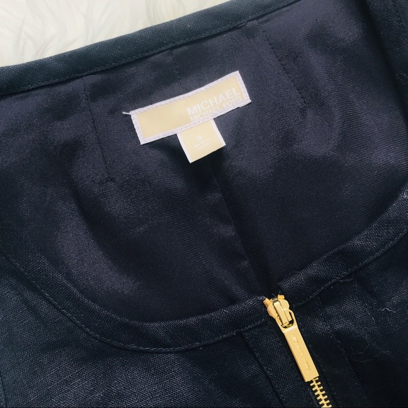 Michael Kors | Navy Linen Dress w/ Belt - Picture 4 of 8